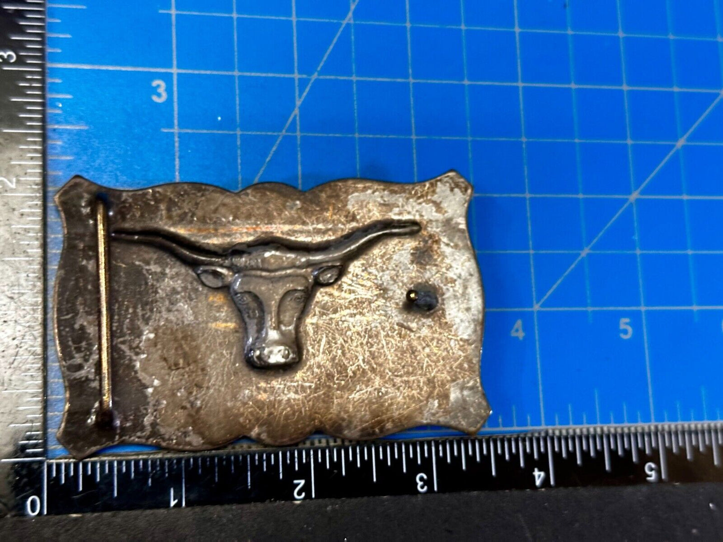 Texas Longhorn Steer Bull Cow Ornate Raised Dimensional Stamped Belt Buckle
