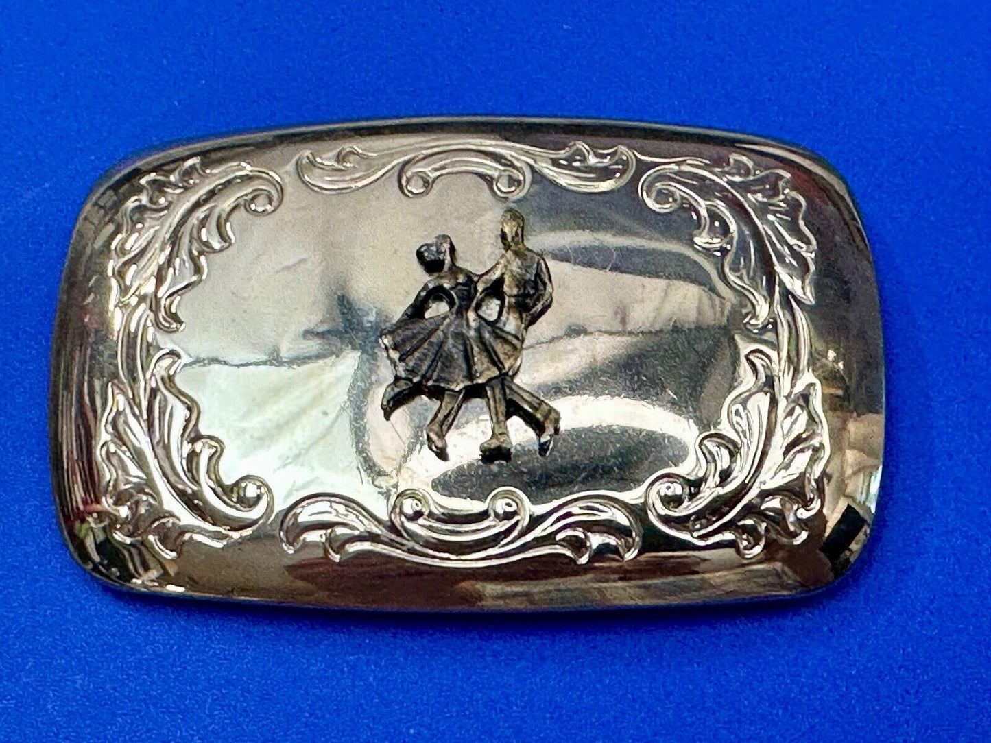 USA made Dancing Couple County Line Square Style Vintage TwoTone Belt Buckle