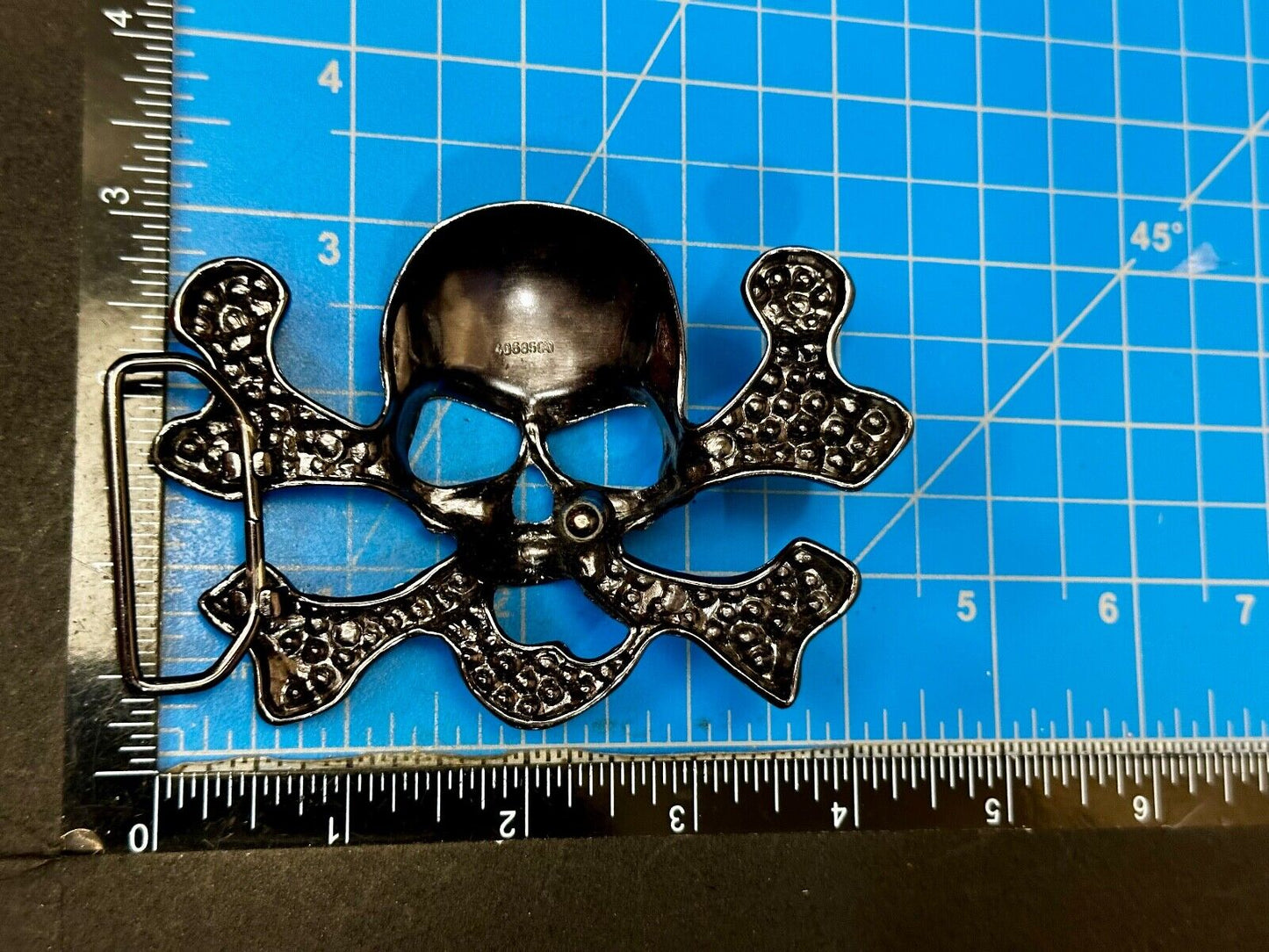 Black color skull and crossbones Belt Buckle covered in Rhinestone accents