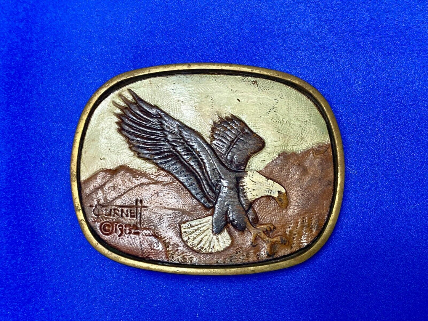 1982 Sufnet - American Bald Eagle Solid Brass Belt Buckle By Baron Brass Works