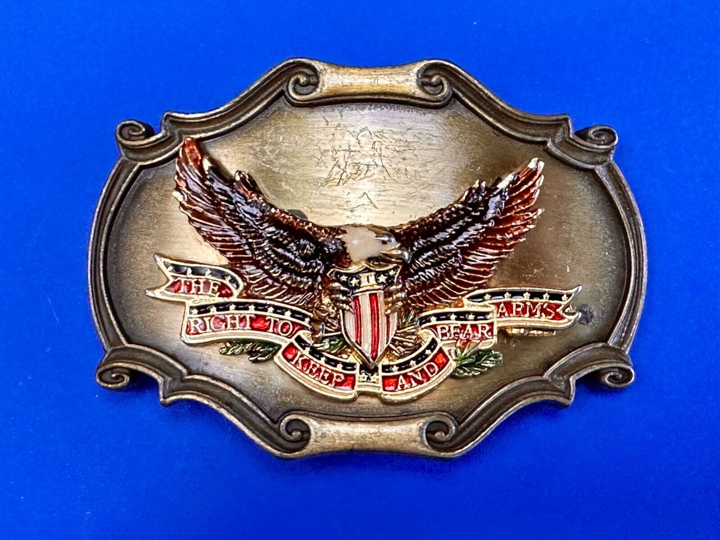 The Right to keep and bear arms USA Eagle Vintage 1978 Raintree belt buckle