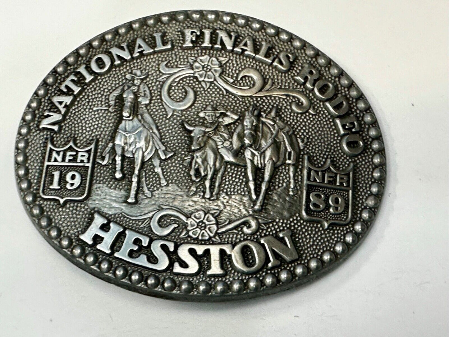 1989 NATINOAL FINALS RODEO NFR NOS Western Cowboy ADM Belt Buckle