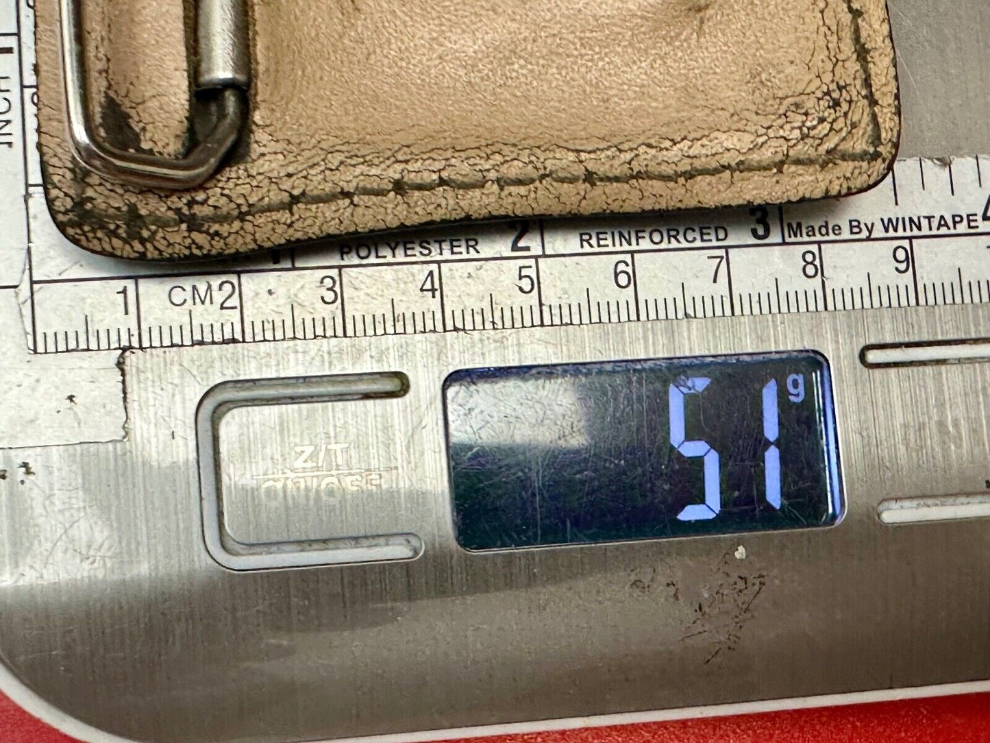 Vintage brown leather stitched Belt Buckle - to wear or restore