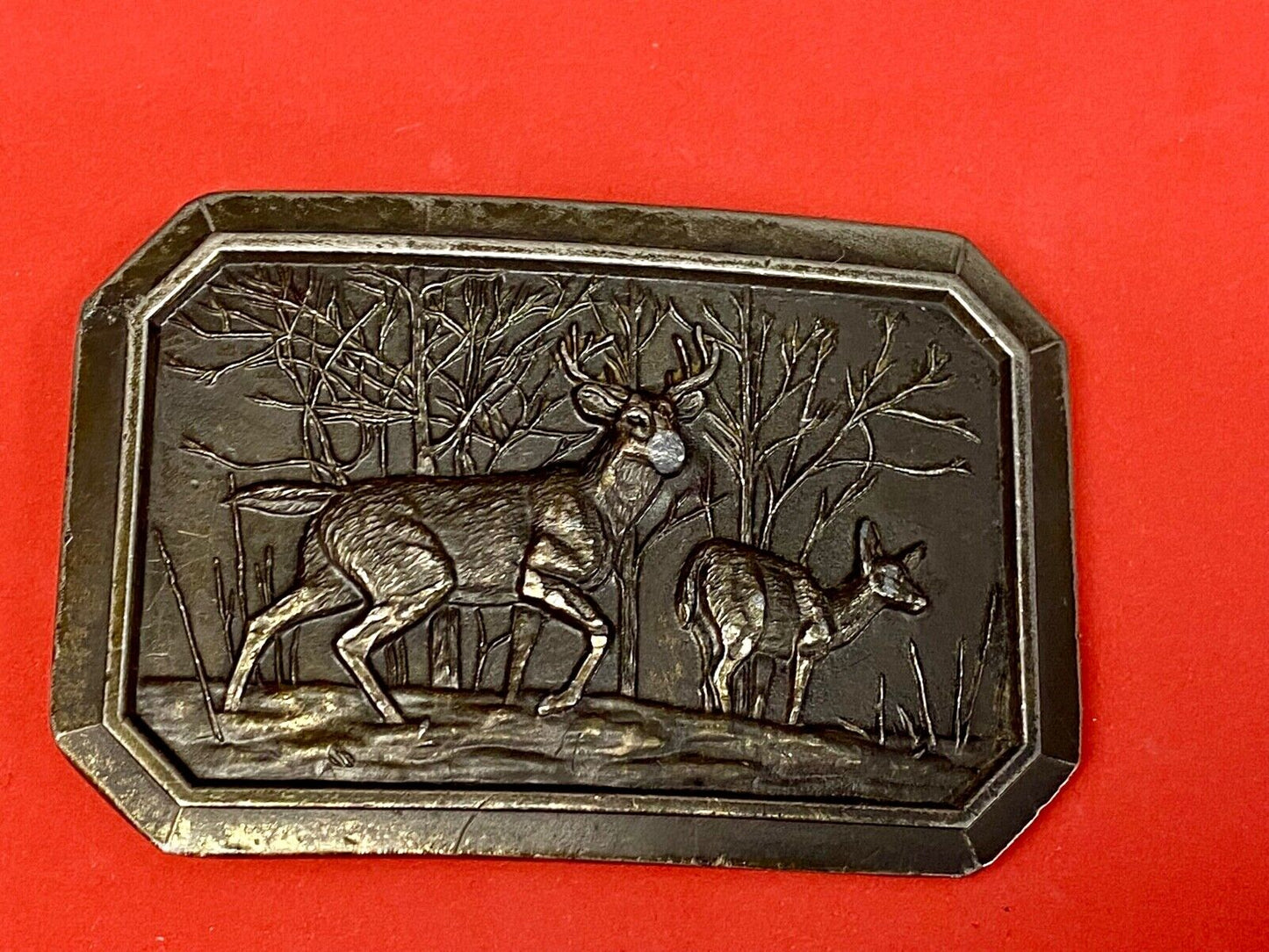 1976 The Deer In Nature - Great American Belt Buckle Co