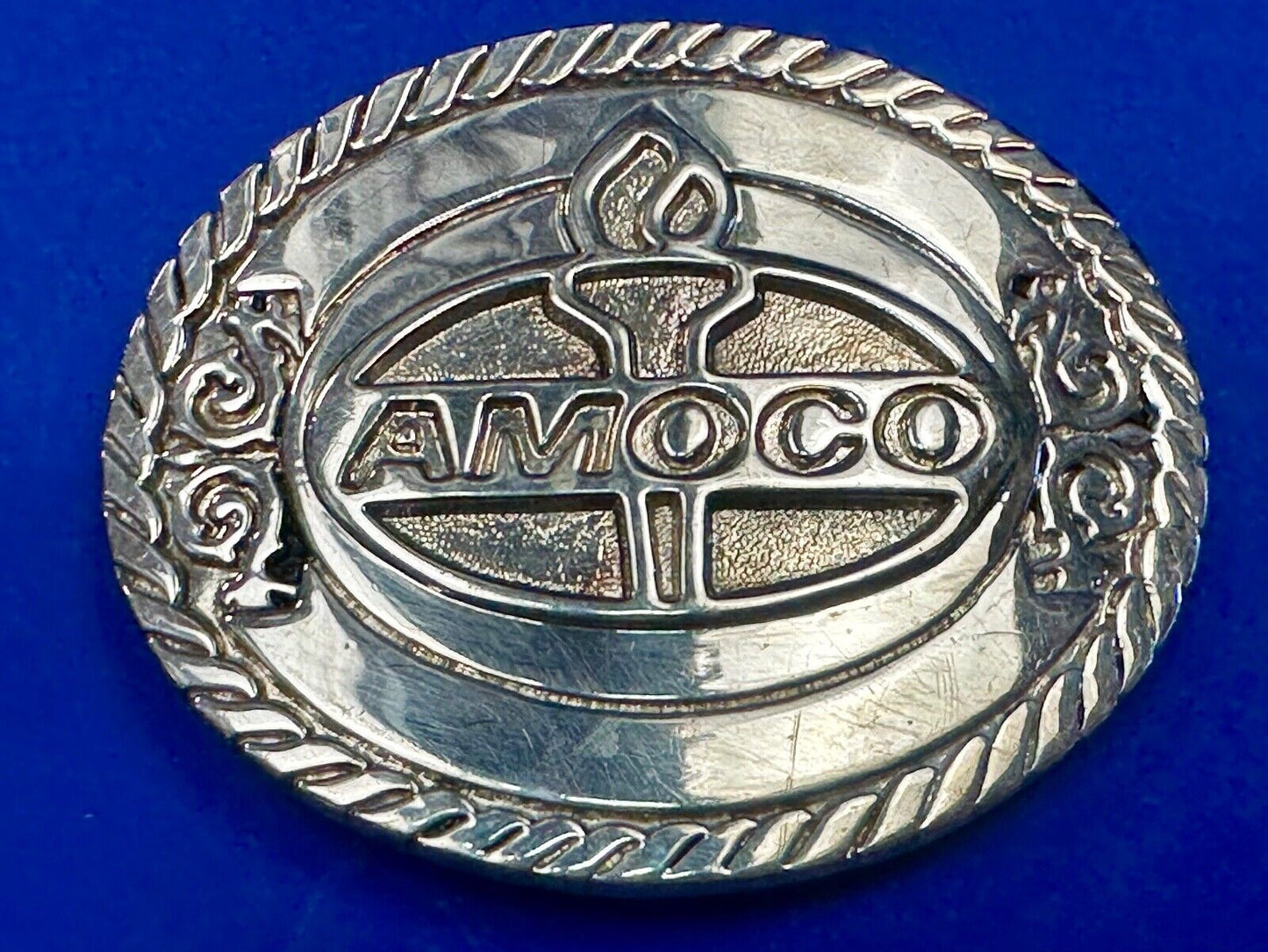 Amoco Oil Gas Mining Fuel Company logo Vintage 1981 belt buckle by by OC tanner