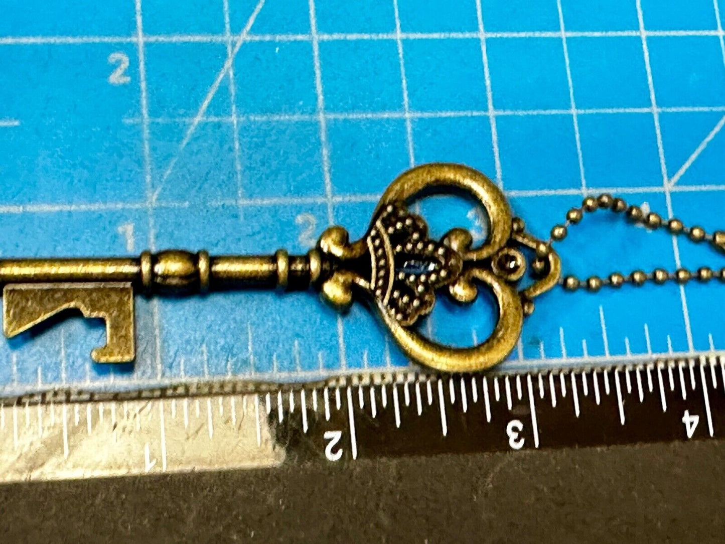 3" Skeleton Key Pendant Antiqued Bronze Keychain, Key Chain Ring Souvenir