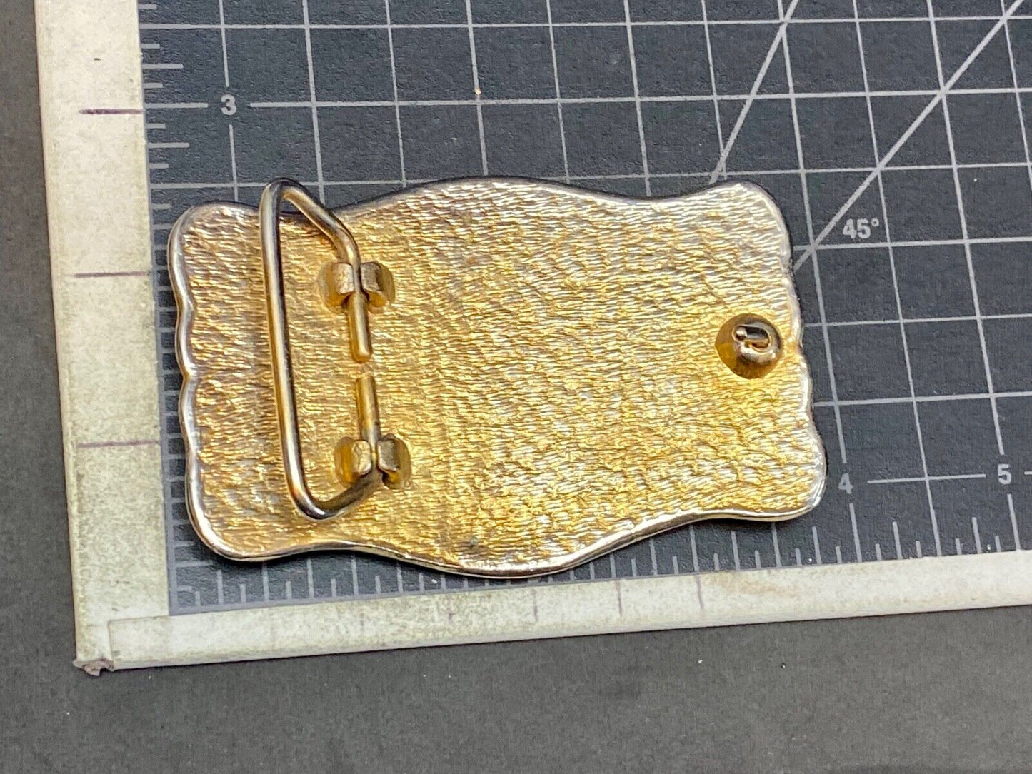 Vintage Black And Gold Tone Uk Cats Western Framed Belt Buckle