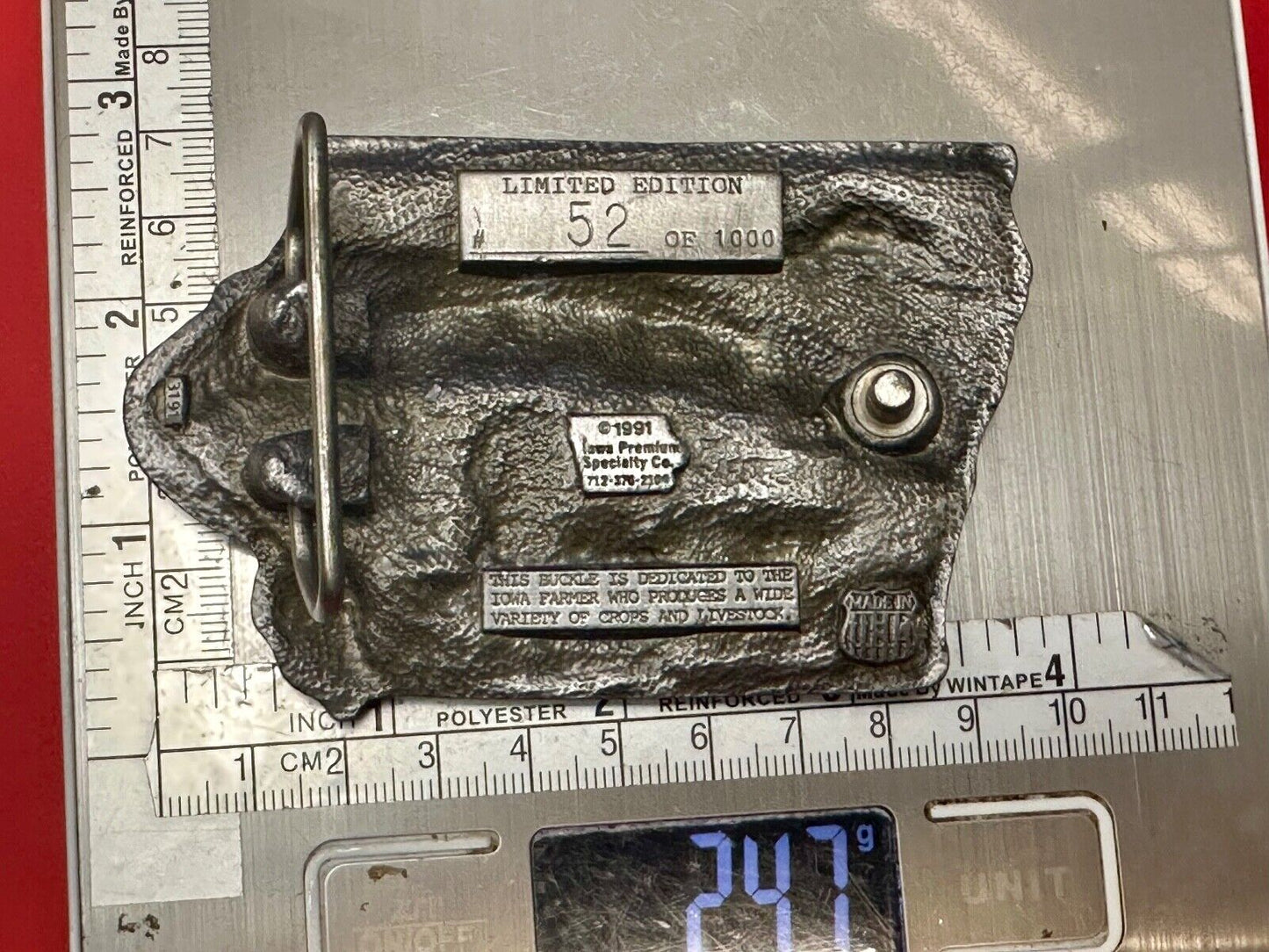 1991 Iowa State Farm Commemorative belt buckle
