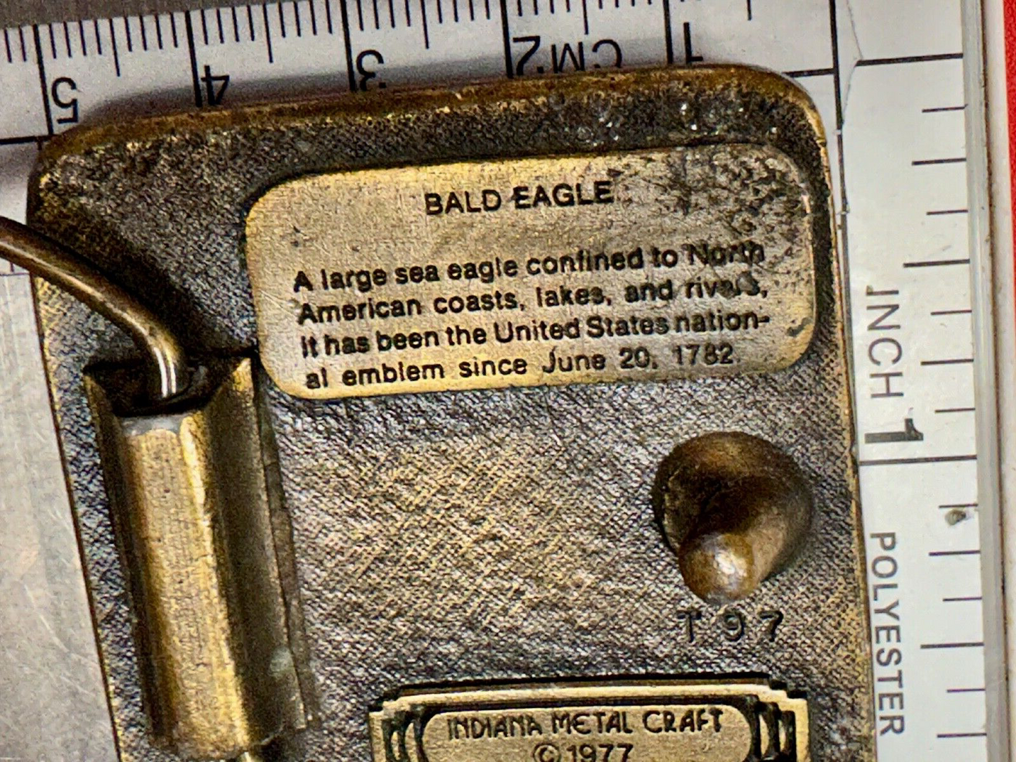 Bald Eagle Commemorative Large Sea Bird Indiana Metal Craft 1972 Belt Buckle