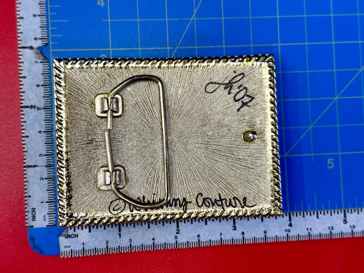 Artisan Whimmg Couture Saints Symbol Fleur de lis Belt Buckle rhinestone accents