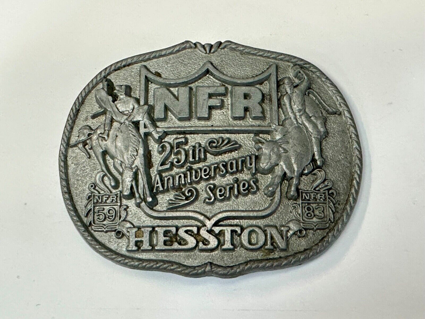 25th Anniversary Series NFR Rodeo Vintage HESSTON Cowboy belt buckle
