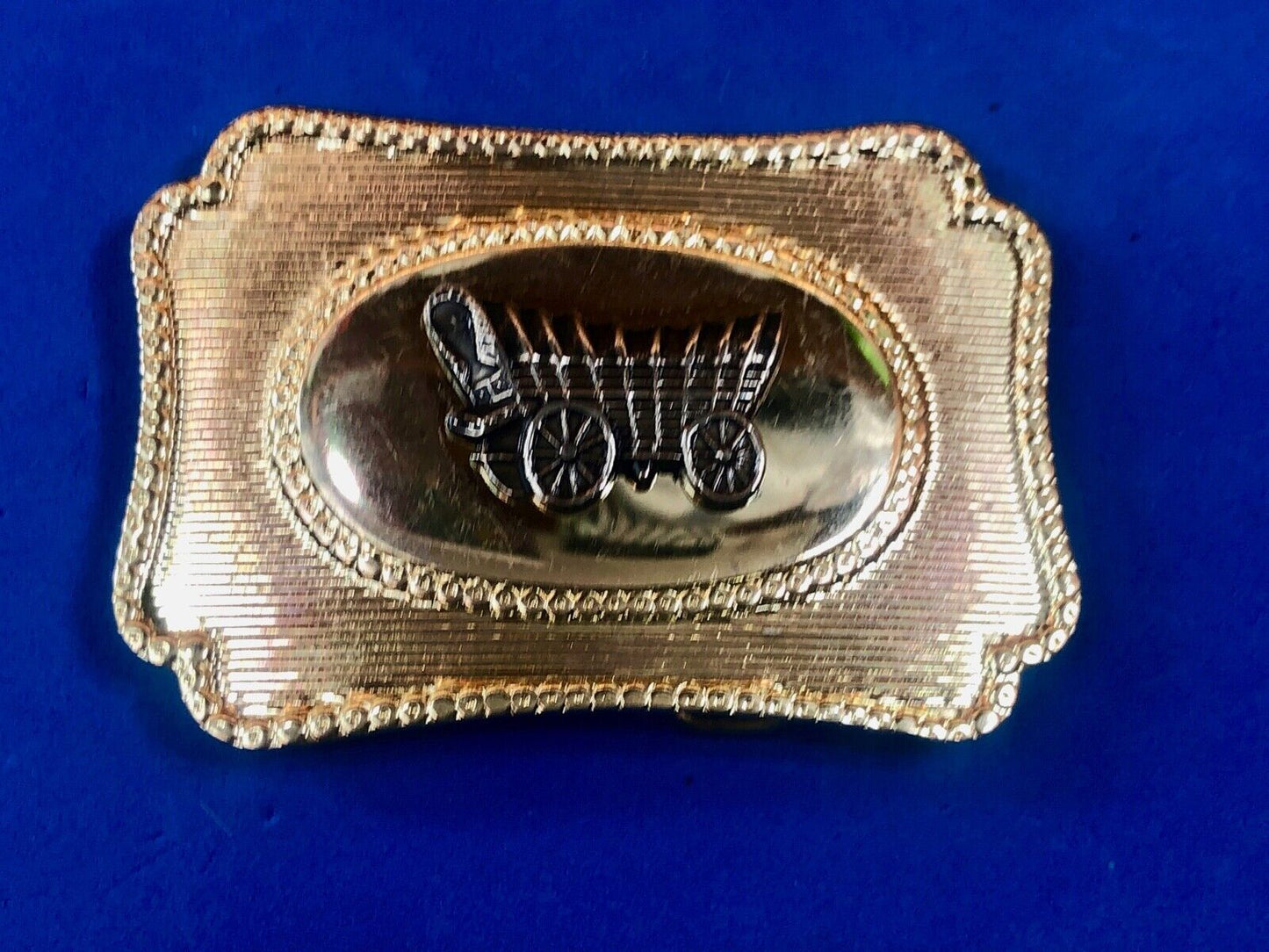 Vintage Covered Wagon Raised Western Belt Buckle