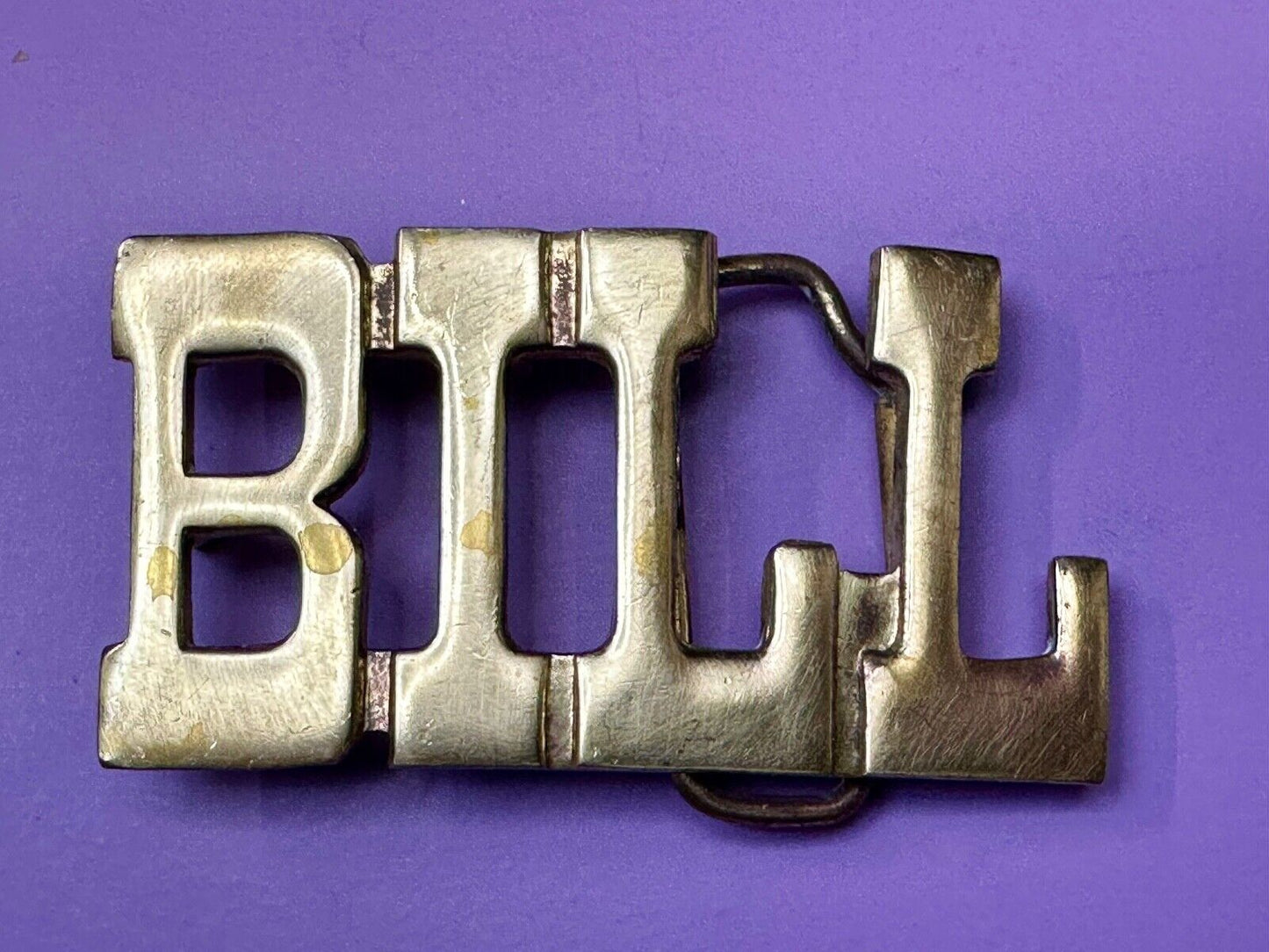 BILL Custom Name in cutout block letters solid brass Baron Belt Buckle