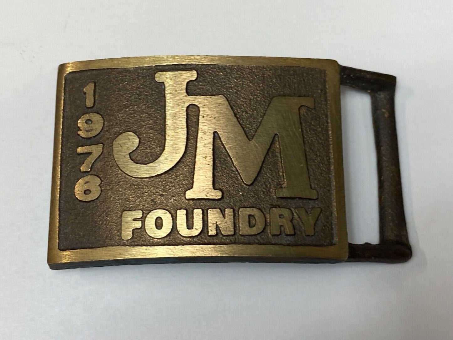 Vintage 1976 JM FOUNDRY Castings Summerville SC Company Advertising Belt Buckle