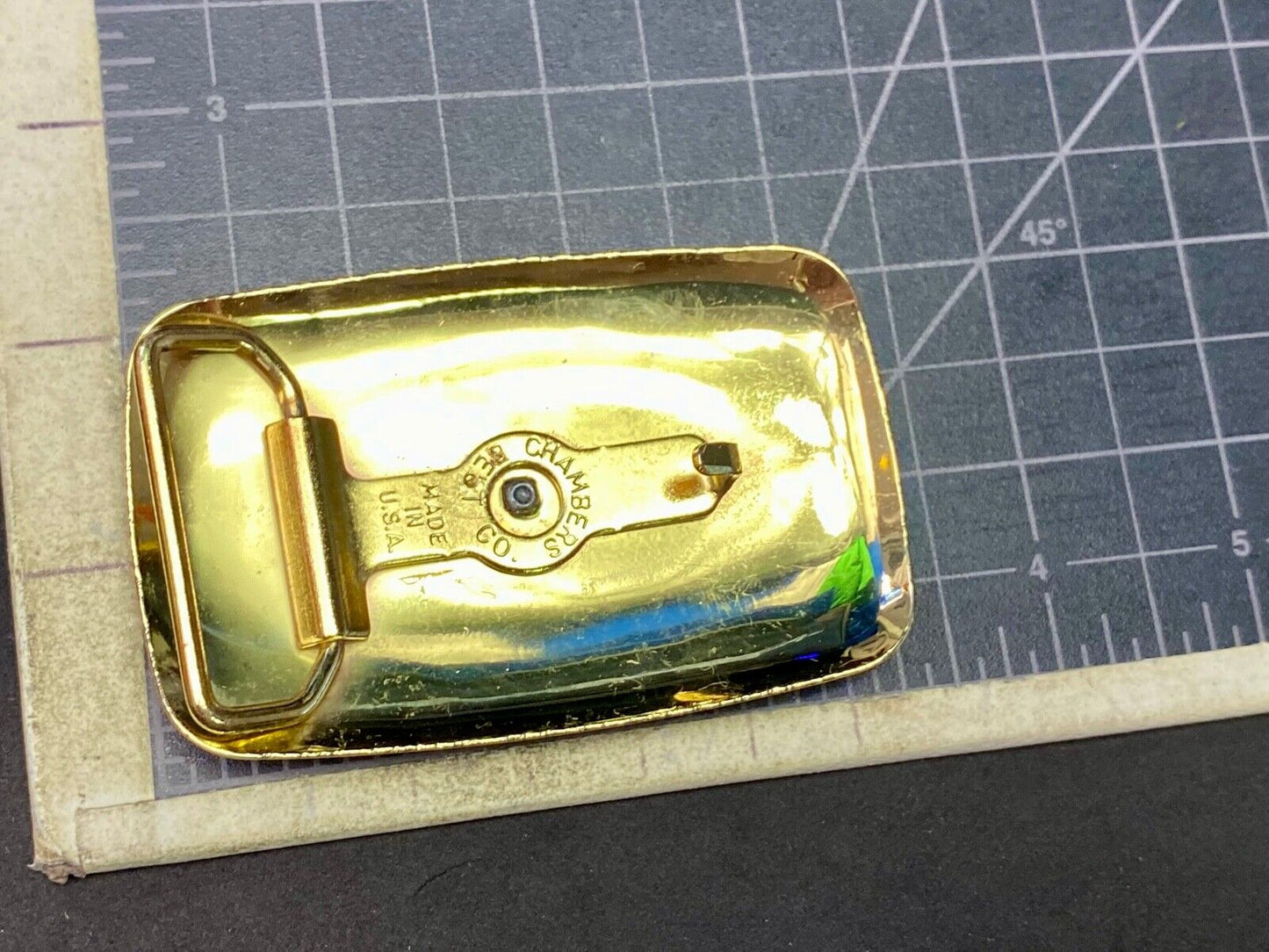 Vintage Chambers Signed Horse Saddle Western Belt Buckle