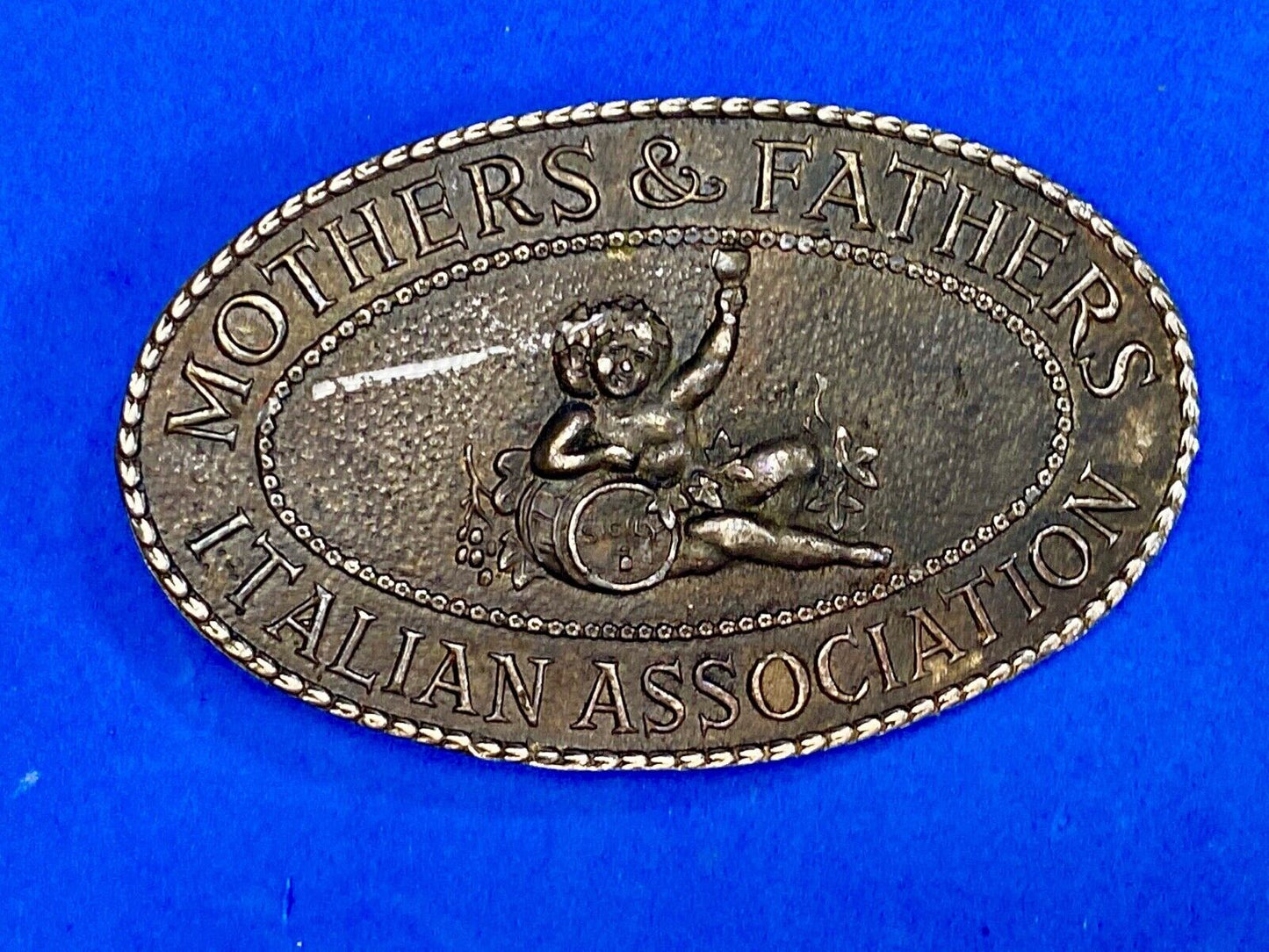 Vintage 1970's rare Belt Buckle Mother's & Father's Italian Association Sicily
