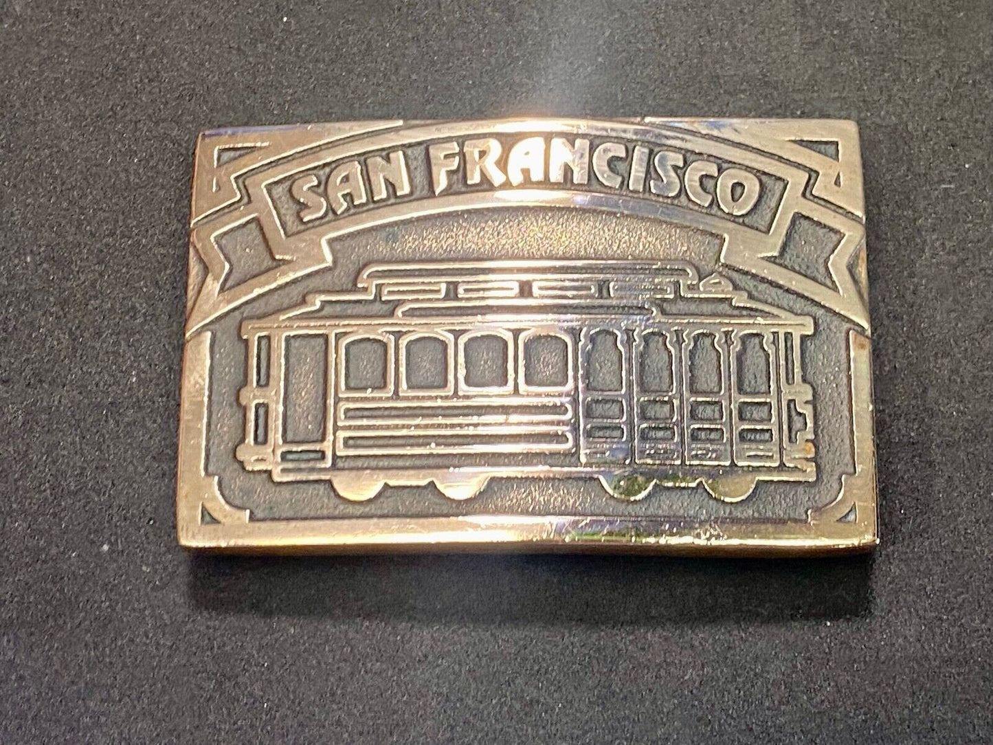 The San Francisco Cable Car - Vintage Brass Heavy Belt Buckle Stamped Ub