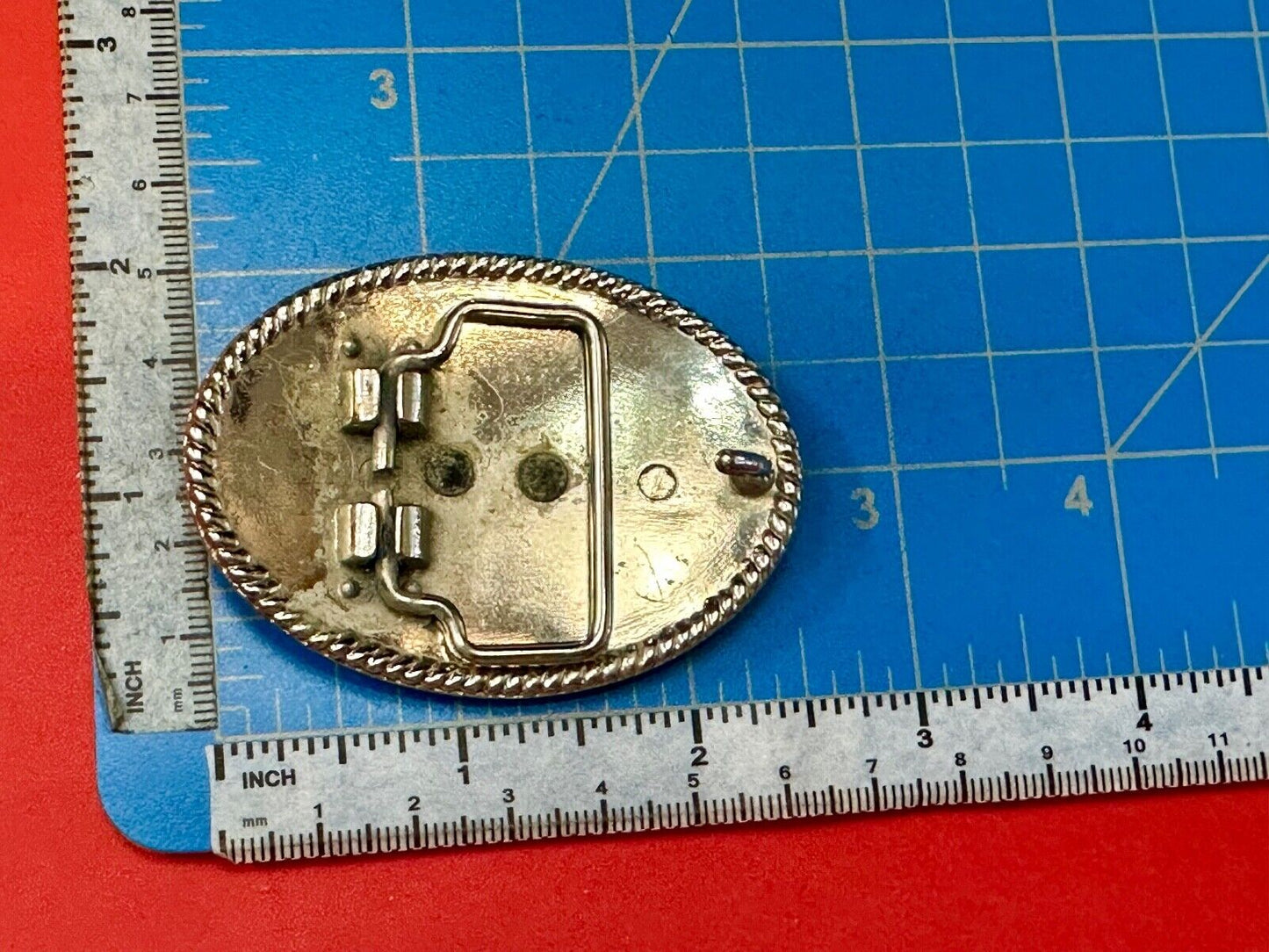 2.5" wide Two tone Vintage western rodeo cowboy belt buckle.