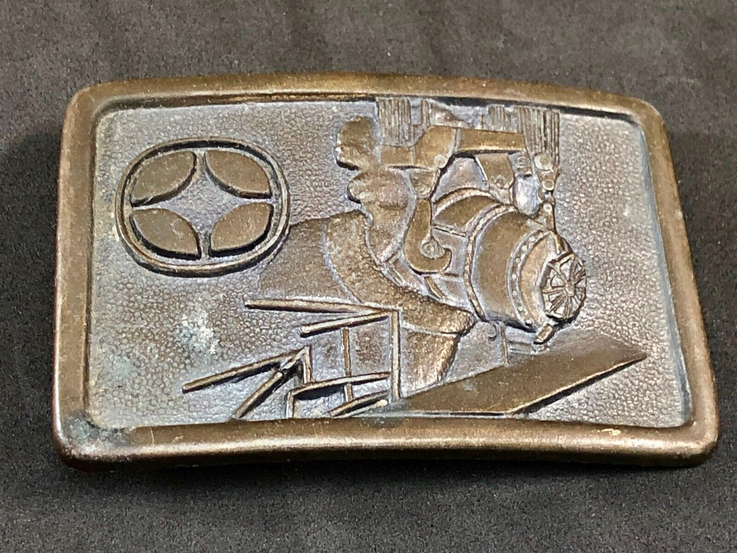 VINTAGE BRONZE 1977-1978 INLAND TOPS DINNER MINING BELT BUCKLE BY GEMCO