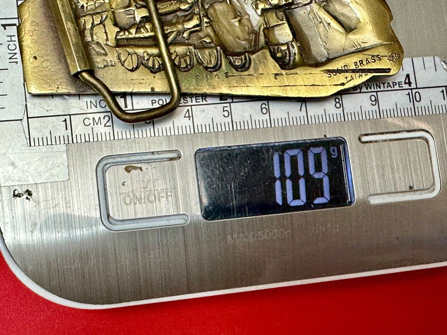 Beautiful Steam Locomotive Engine figural solid brass collectors belt buckle
