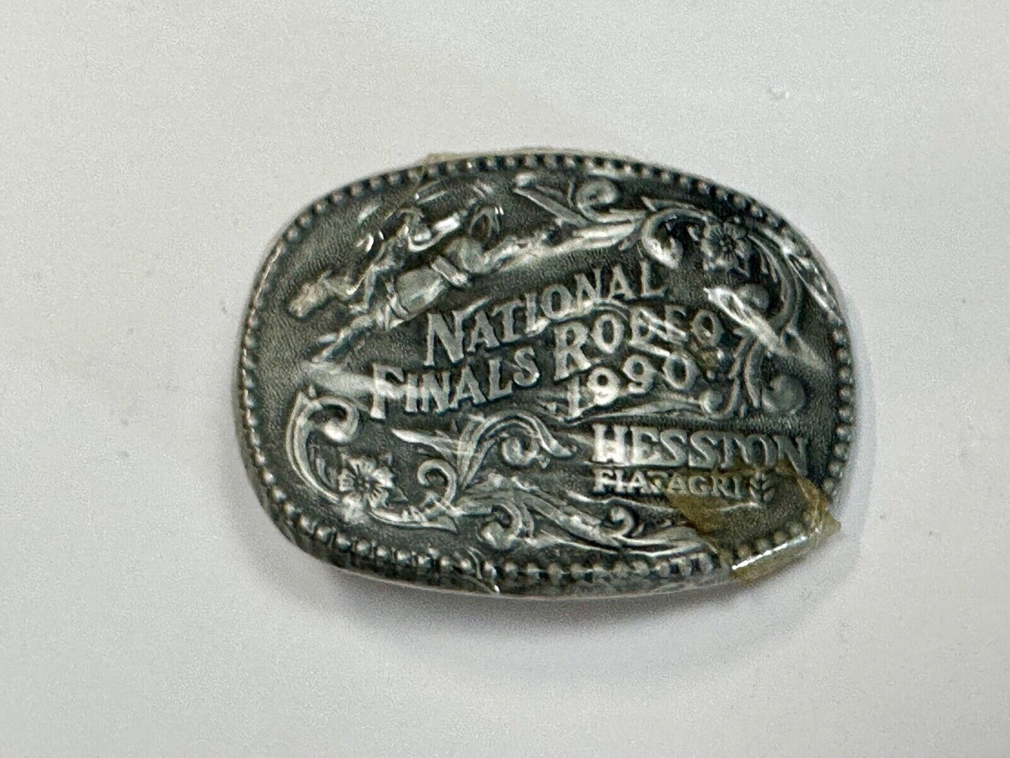 1990 Youth Size Hesston National Finals Rodeo Bull Riding Cowboys belt buckle