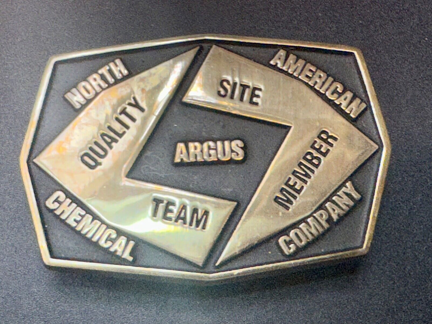 Aegius North American Chemical Company team member brass Anacortes belt buckle