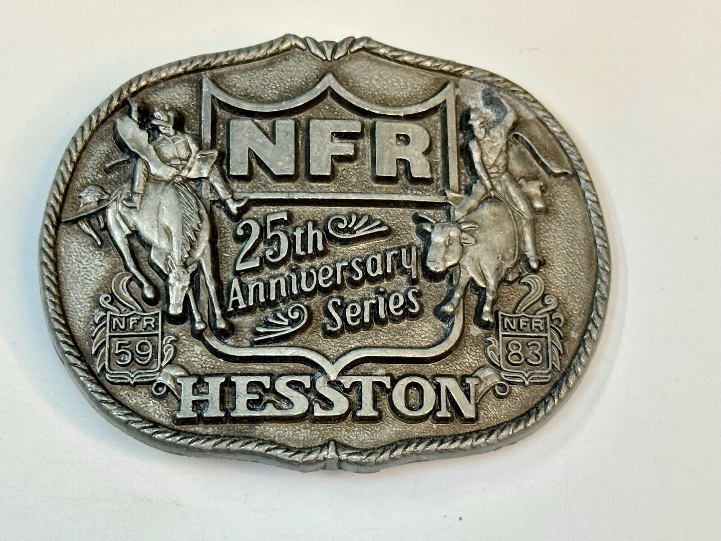 1983 HESSTON Belt Buckle NFR 25th Anniversary First Edition Limited Rodeo