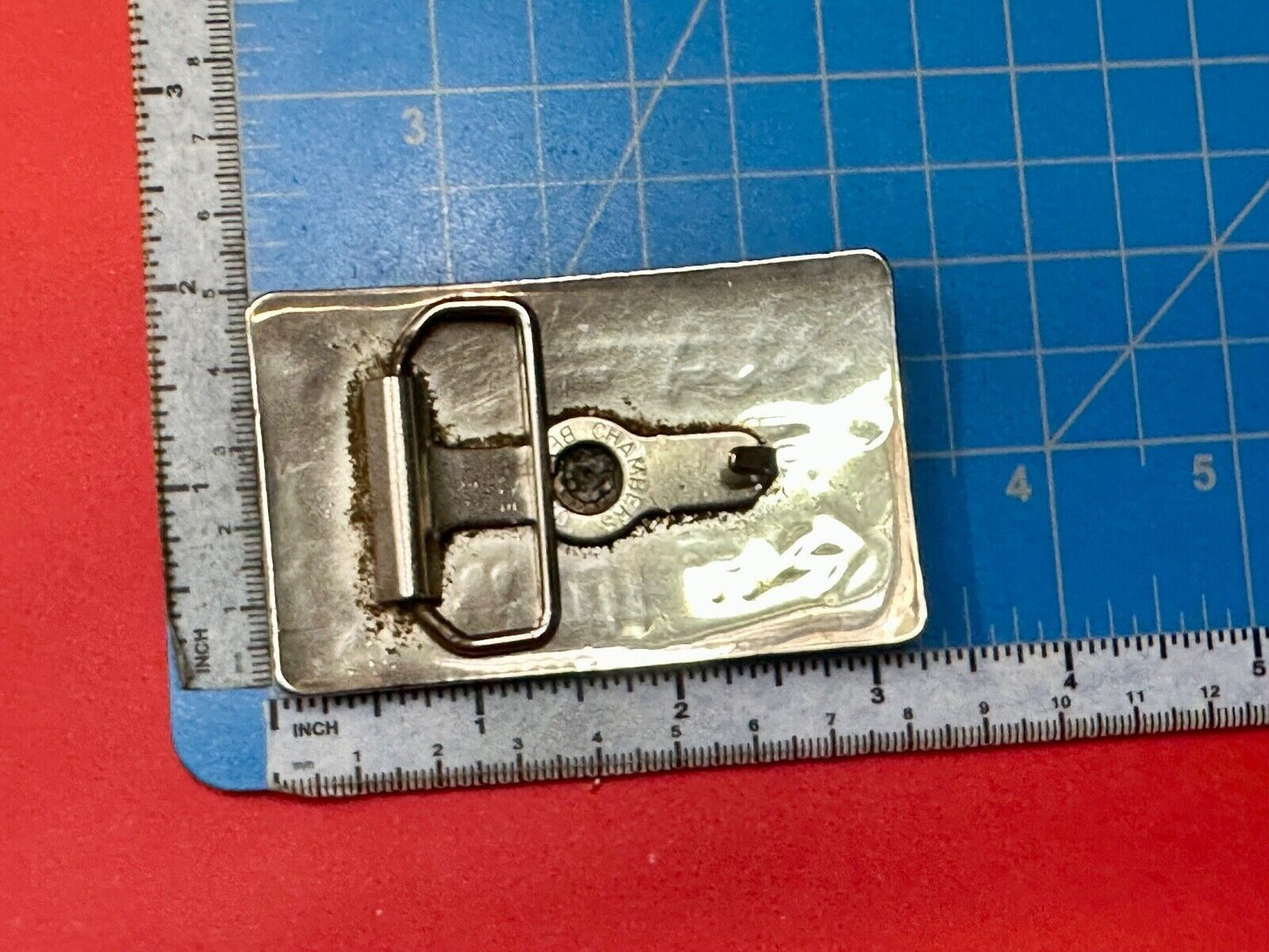 Vintage Cowboy Boots - Western two tone Chambers belt buckle with cattle brands