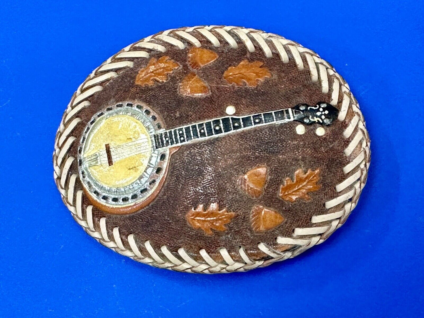 Banjo Country Music Bluegrass Pickers Gorgeous Snake Skin Vintage Belt Buckle