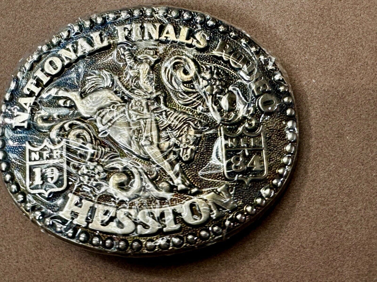 1984 Hesston National Finals Rodeo NFR Cowboys Youth Size NOS Belt Buckle