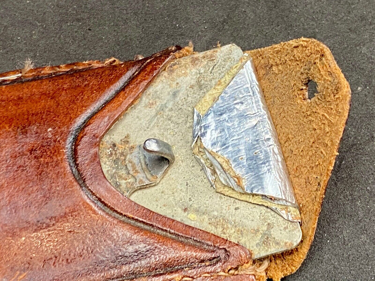 Vintage Leather stitched initial letter monogram C belt buckle
