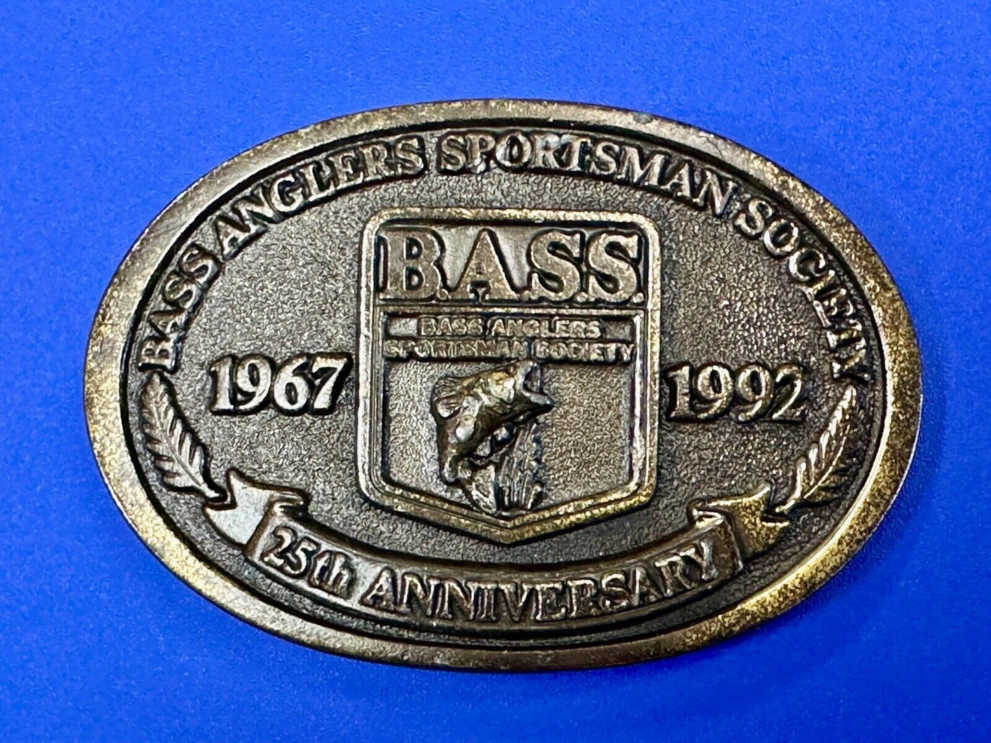 BASS 25th Anniversary Belt Buckle Bass Anglers Sportsman Society 1967 1992
