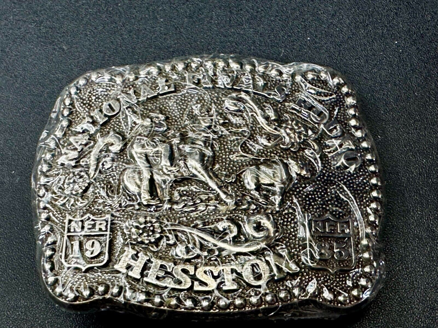 1985 Hesston National Finals Rodeo NFR Rodeo Cowboys NOS Youth Size Belt Buckle