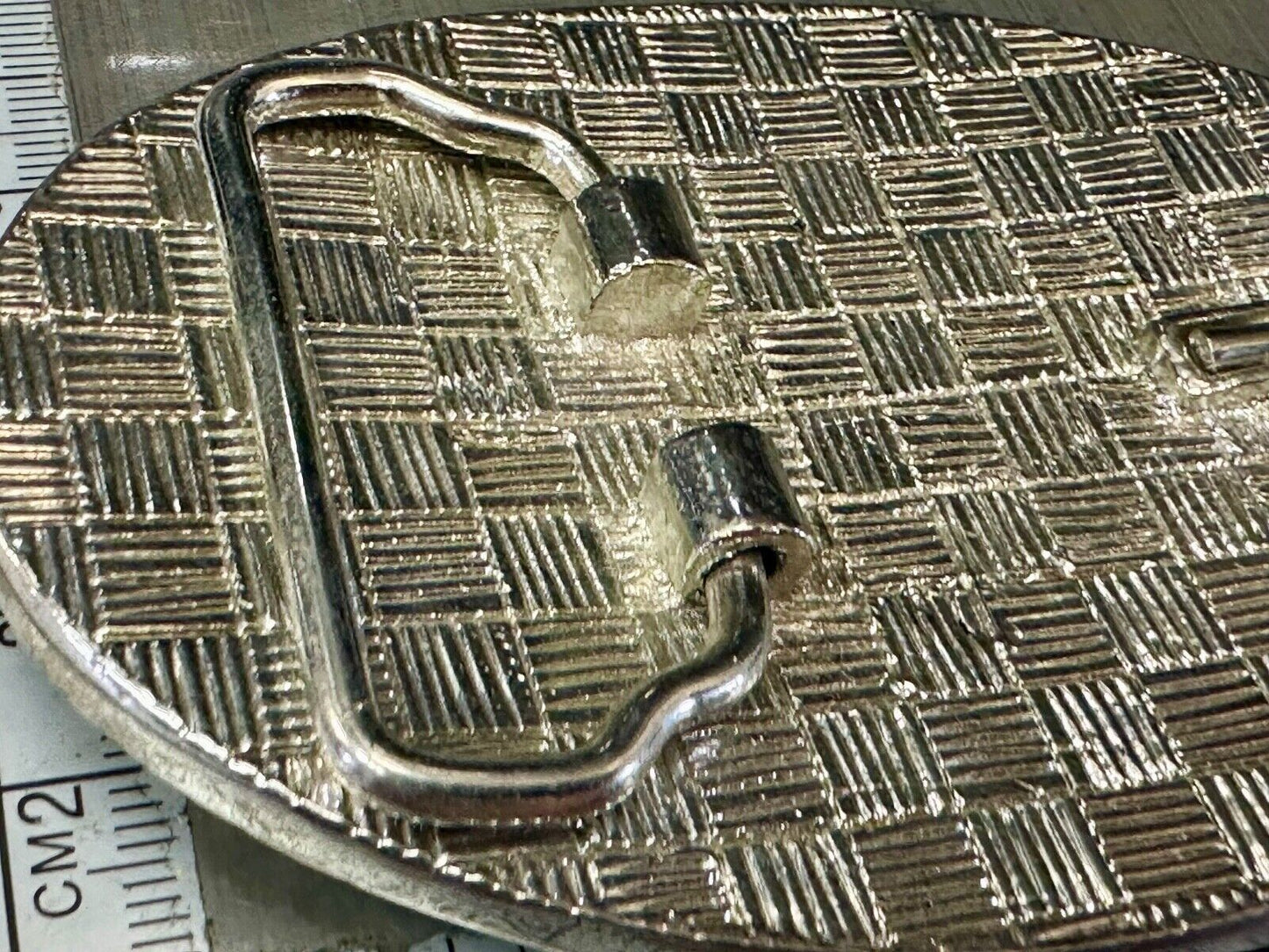 Vintage Appearance silver tone oval Belt Buckle - missing a few Rhinestone's