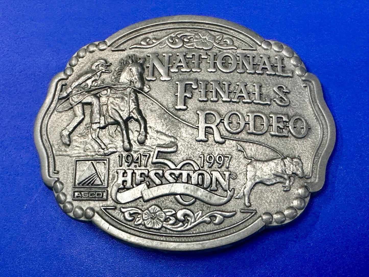 1997 ADM Hesston NFR National Finals Rodeo Cowboys Western Belt Buckle