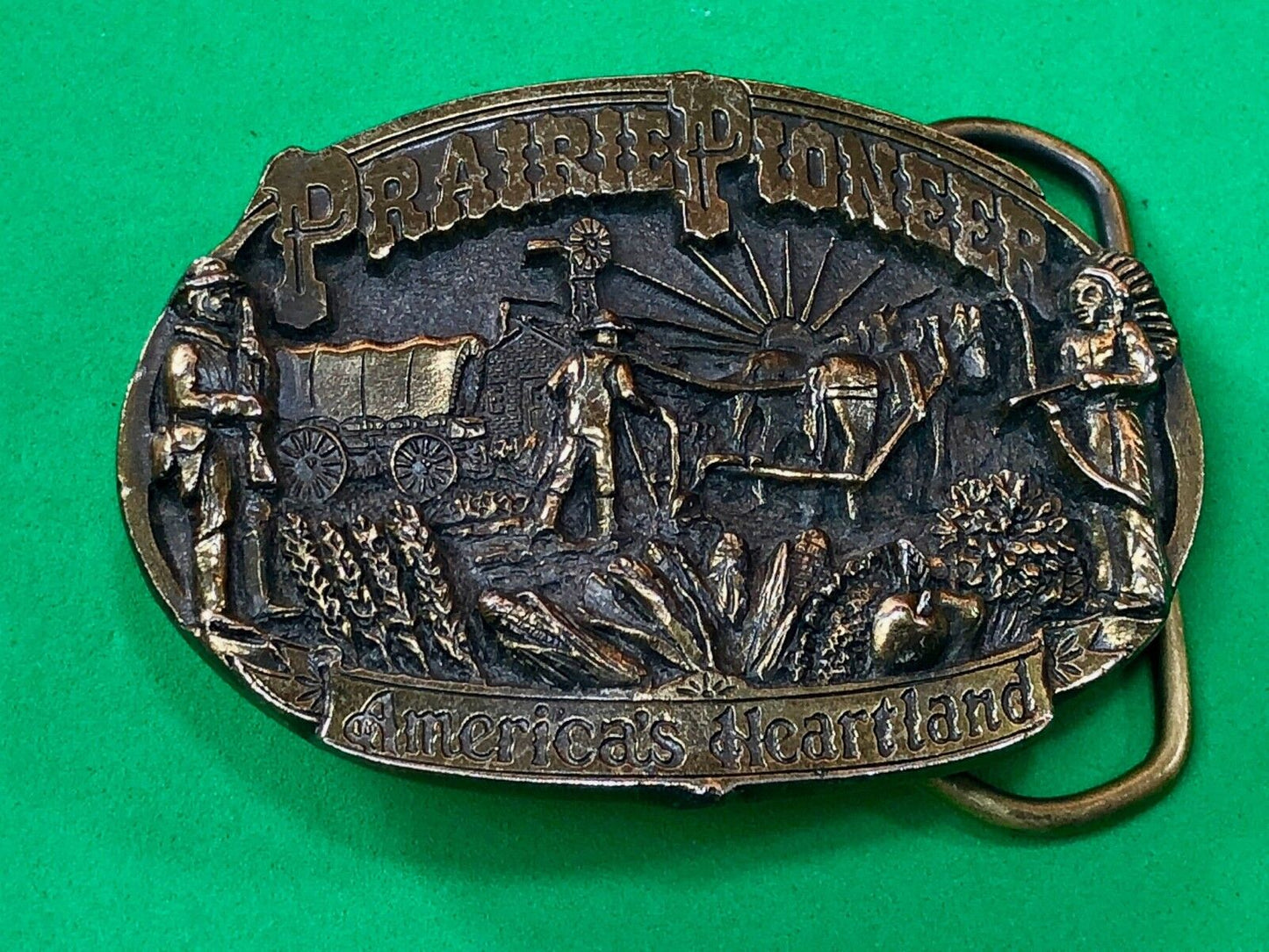 Vintage 1984 Prairie Pioneer Americas Heartland Great American Belt Buckle