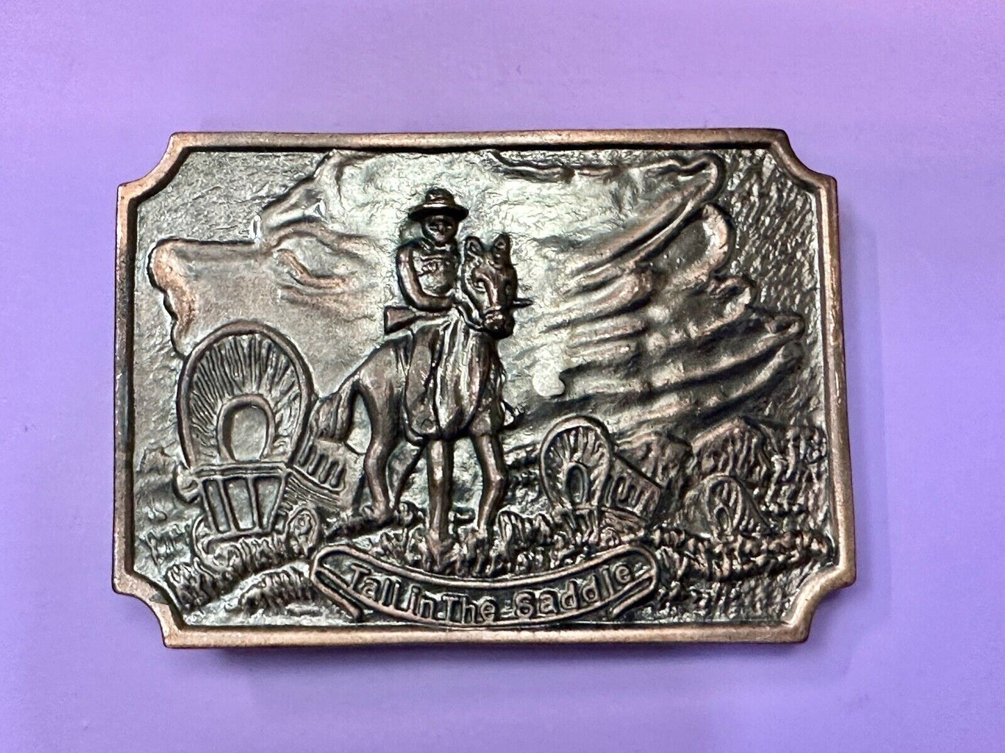 Tall in the Saddle Art Western Horse and Cowboy way of life! Vintage belt buckle
