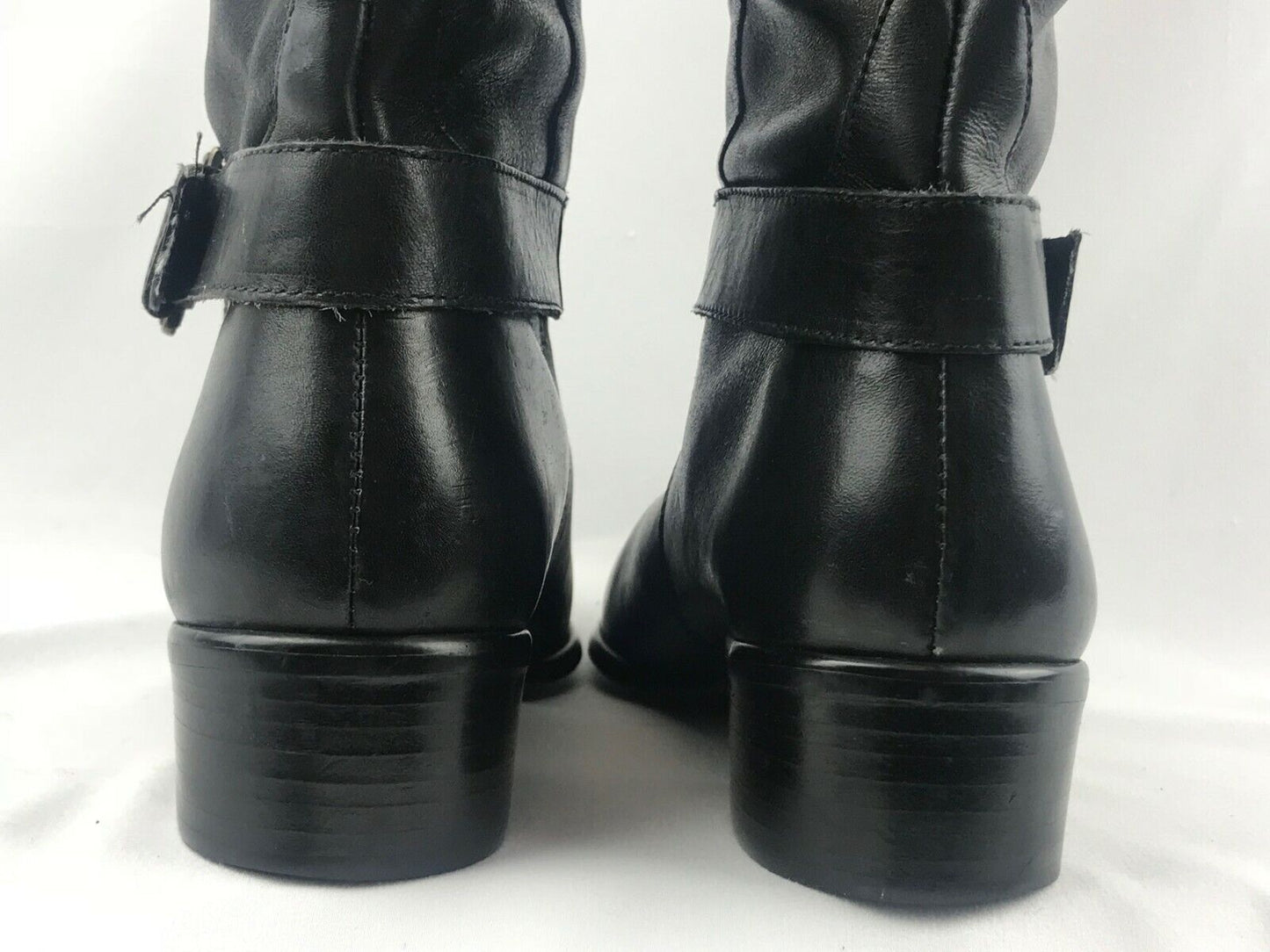BANDOLINO Black Leather Tall Riding Boot w/ Buckle 5.5