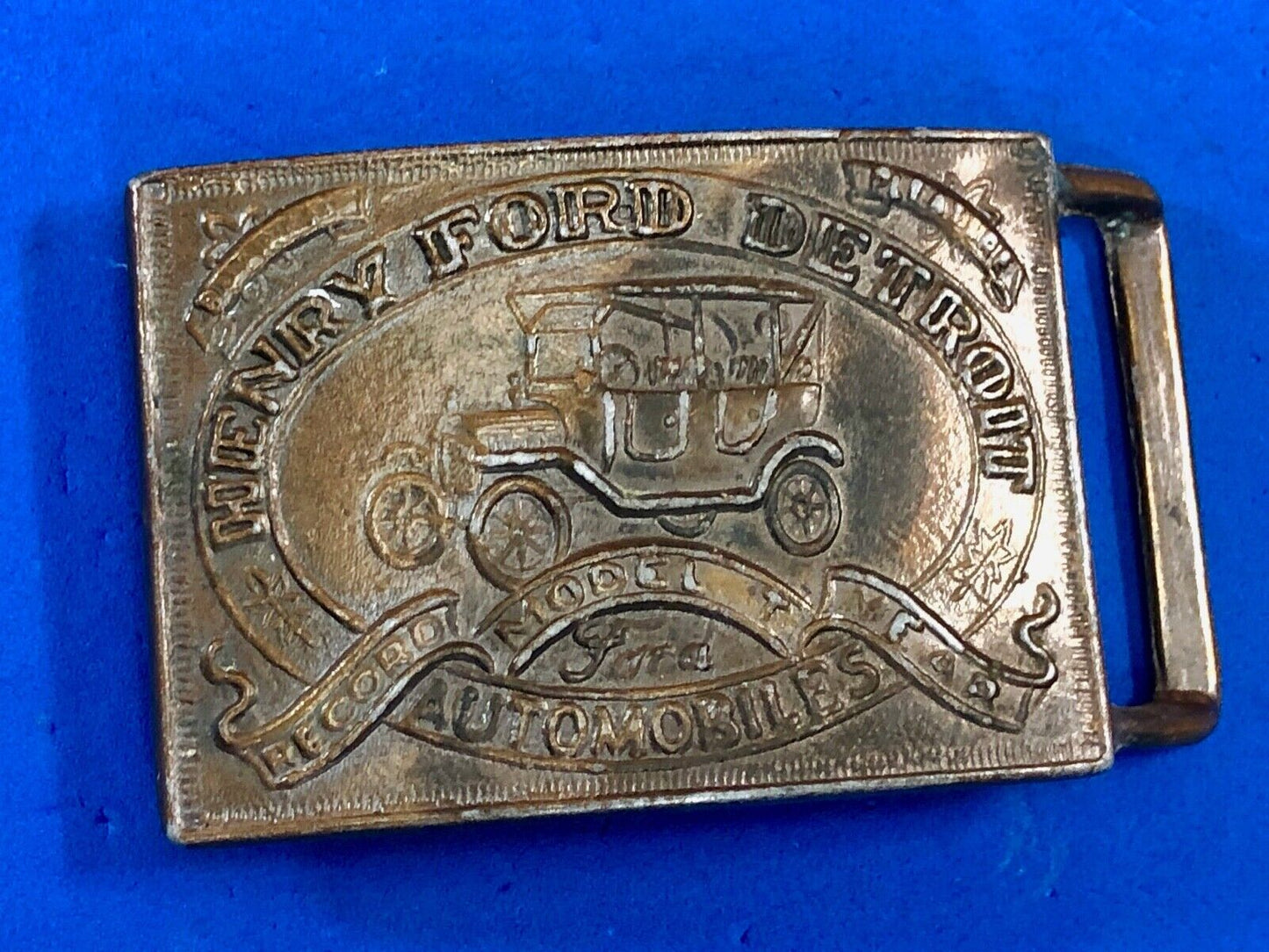 Vintage Belt Buckle Henry Ford Detroit Automobiles PC2020340010 Brass Metal Car