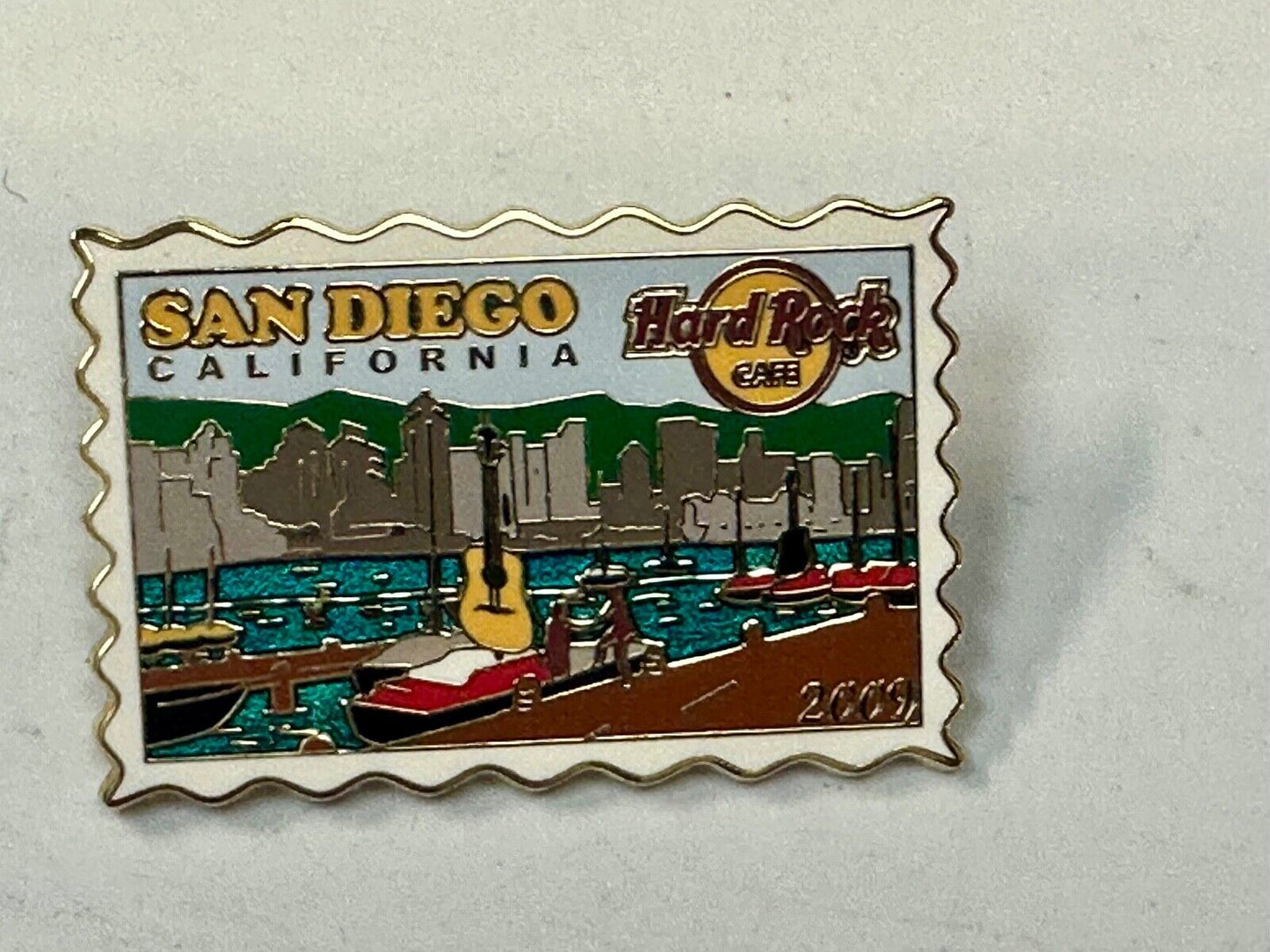 2009 Hard Rock Cafe Collectors San Diego California Stamp Style pin