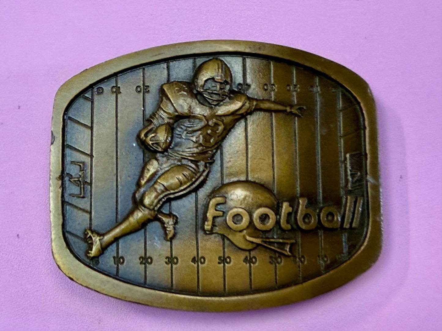 American Sports Football Player Brass Tone VTG 1979 Indiana Metal Belt Buckle