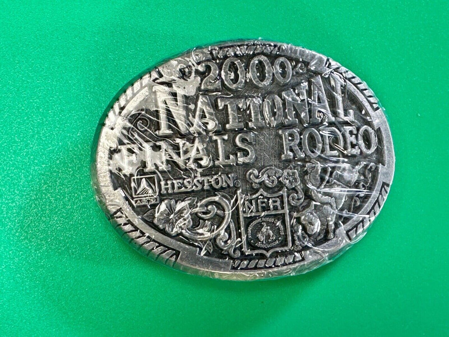 2000 Youth Sized Hesston National Finals Rodeo Bull Riding Cowboys belt buckle