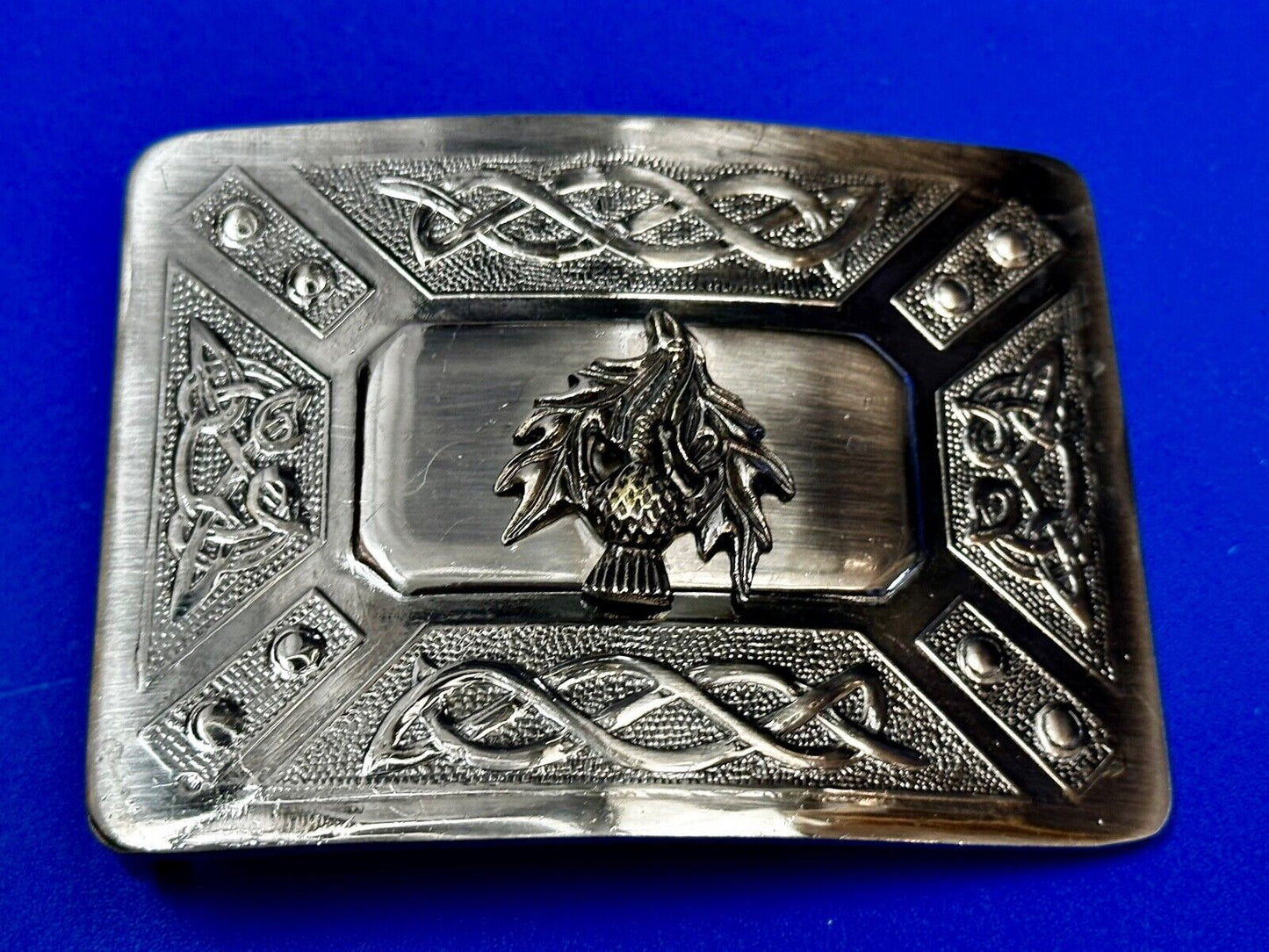 Bird? Eagle? Native American? Unknown Two Tone Rectangular Vintage Belt Buckle