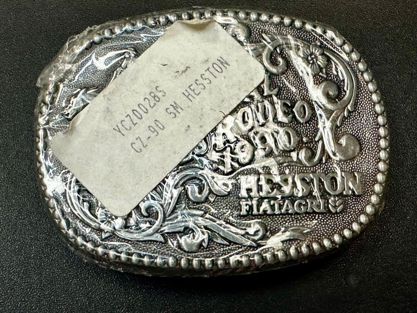 1990 NFR National Finals Rodeo NOS Youth Size Hesston Commemorative Belt Buckle