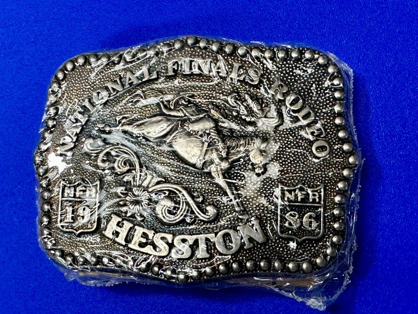 1986 Hesston National Finals Rodeo NFR Cowboys Youth Size NOS Belt Buckle