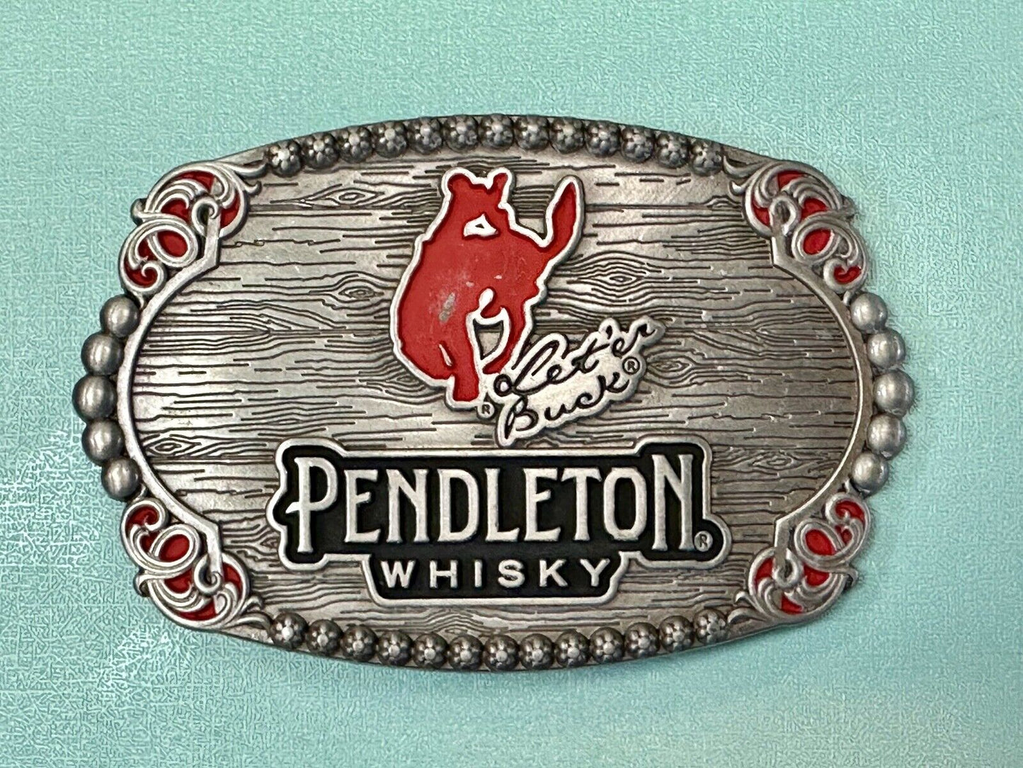 2023 Pendleton Whisky Belt Buckle Montana Silversmiths Let'er Buck Cowboy Rodeo