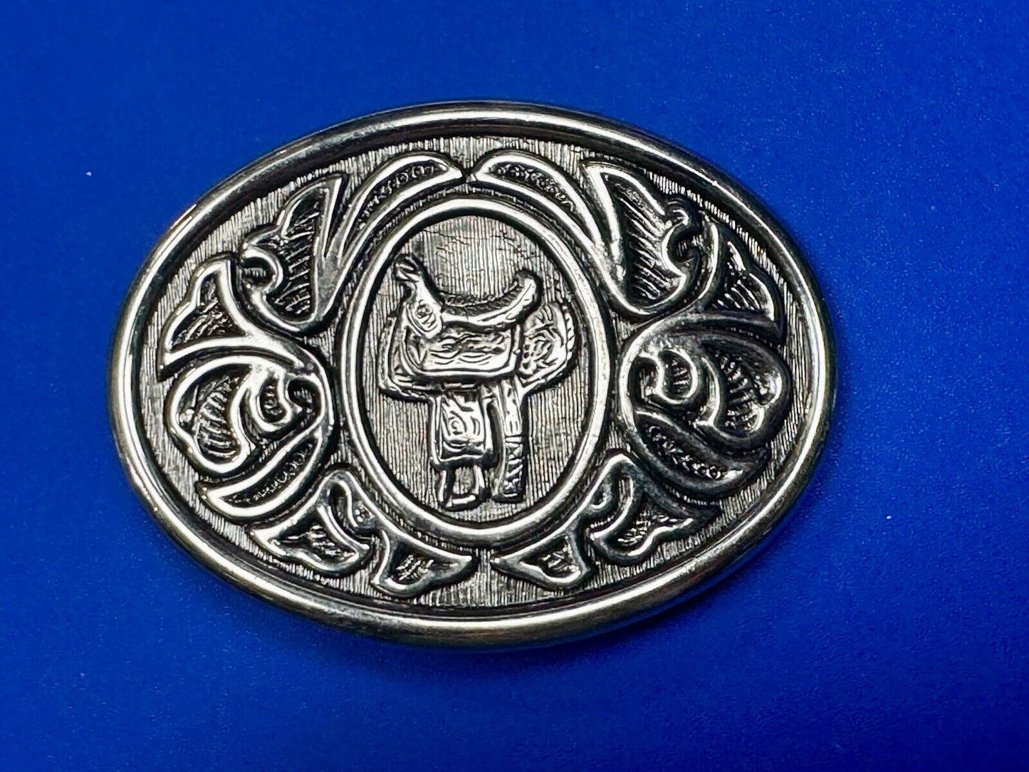 VINTAGE Avon Horse Saddle Western Ornate silver tone Belt Buckle