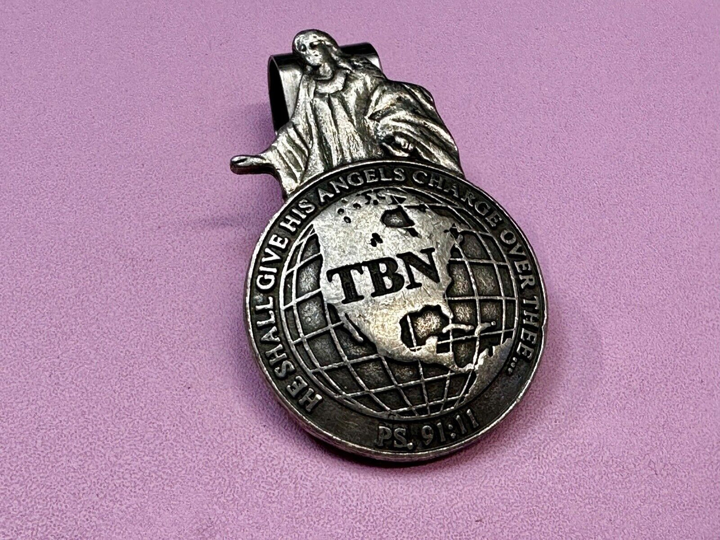 TBN Religious Money Clip - He Shall Give His Angels Charge Over Thee Scripture