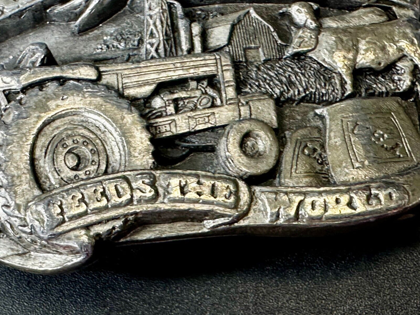 The American Farmer Feeds The World Tractor Farming Commemorative Belt Buckle