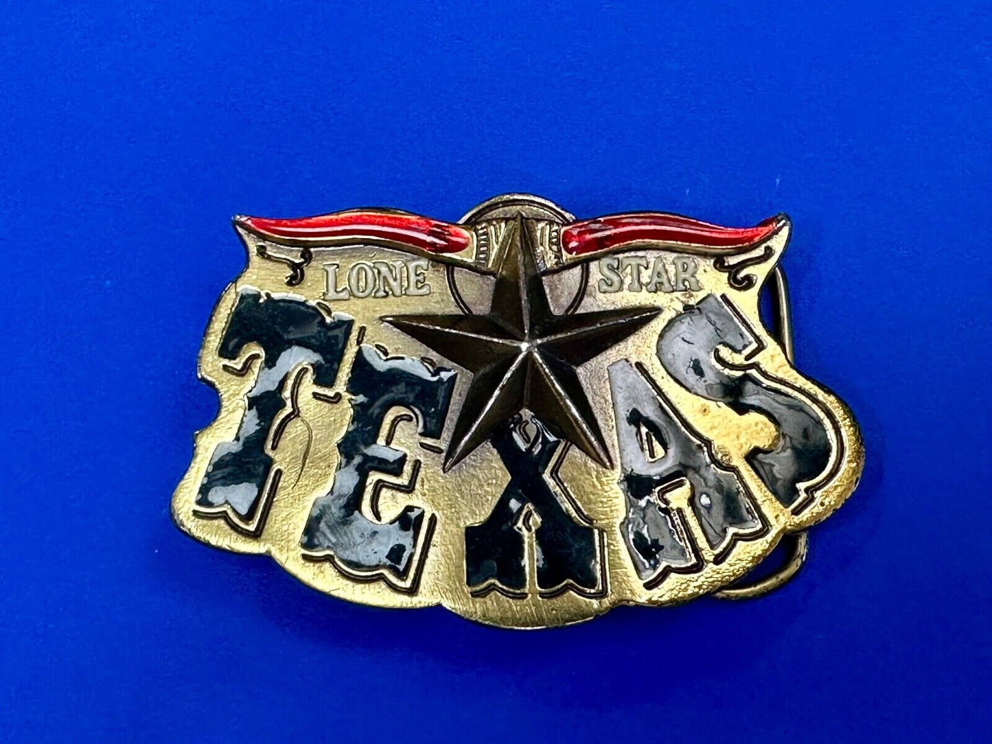 Texas - The Lone Star State - vintage 1980 Longhorn great American belt buckle